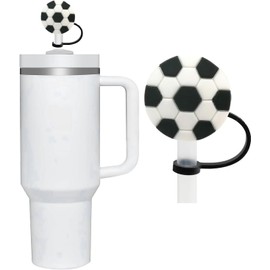 Tapón para pelotas deportivas de fútbol, tapa de pajita de silicona con diseño de dibujos animados para vasos y tazas, tapas de silicona para popotes de 10 mm, fundas reutilizables para pajitas