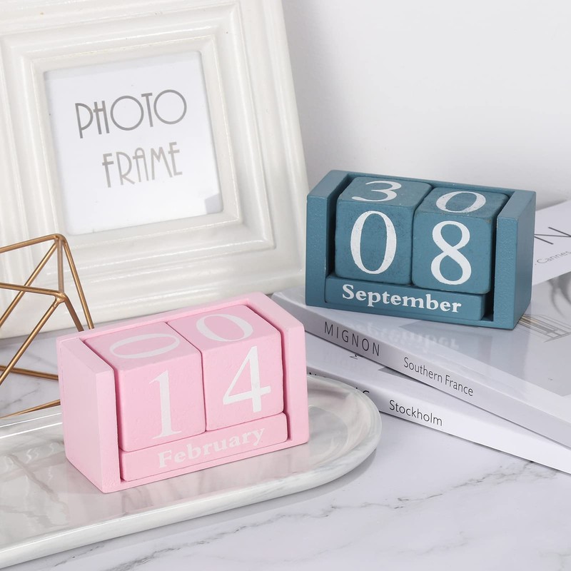 Obling Desk Calendar Wooden Manual Conversion Durable Chic Accessory for