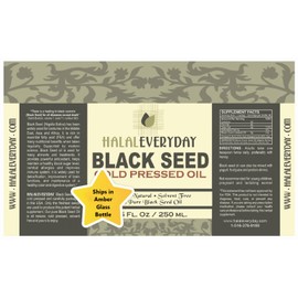 Pure and Cold Pressed Black Seed Oil - 8 oz Glass Bottle - NON-GMO and Vegan - Nigella Sativa -Hexane Free - Halal Certified - Unfiltered,Dark and Potent - Natural Source of Nigellone and Thymoquinone