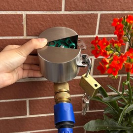 Outdoor Faucet Spigot Lock with Metallic Stainless Steel Gate Valve Lock Protecting Water from Use
