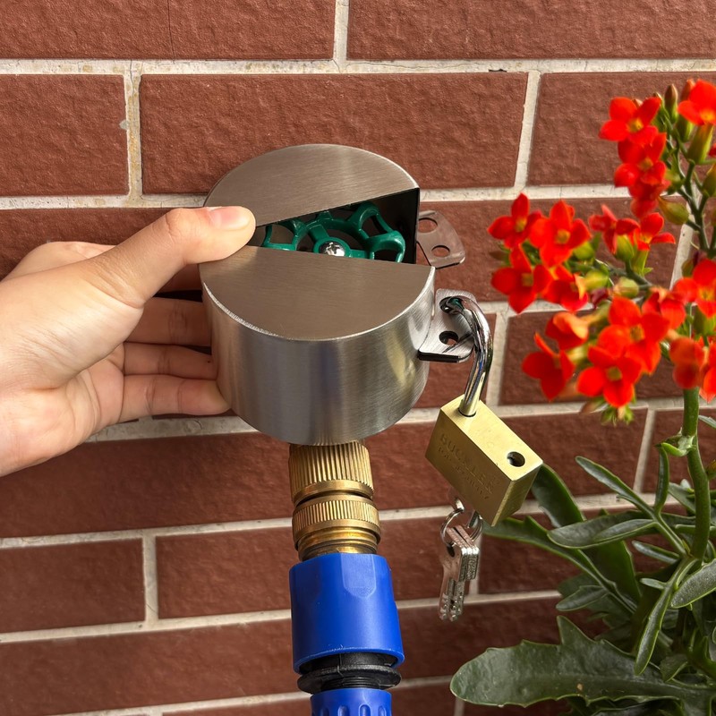 Outdoor Faucet Spigot Lock with Metallic Stainless Steel Gate Valve