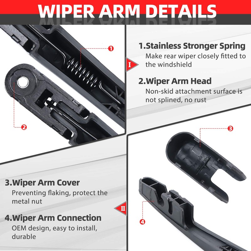 OTUAYAUTO Rear Windshield Wiper Arm and Blade Replacement for Subaru