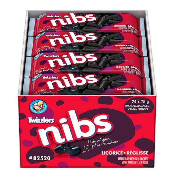TWIZZLERS Black Licorice Candy, Nibs, 24 Count