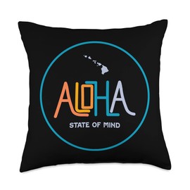 TEAM ALOHA DESIGN CO Hawaii from The Island-Feel The Aloha Spirit Mahalo Throw Pillow, 18x18, Multicolor