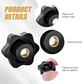 Pack of 25 Star Grip Nuts M6, Wing Nut M6, Star Grip Screw, Black Star Shape Head Clamping Nut, Diameter 32 mm, for Machines and Systems, Machine Tools, Fitness Equipment, Furniture