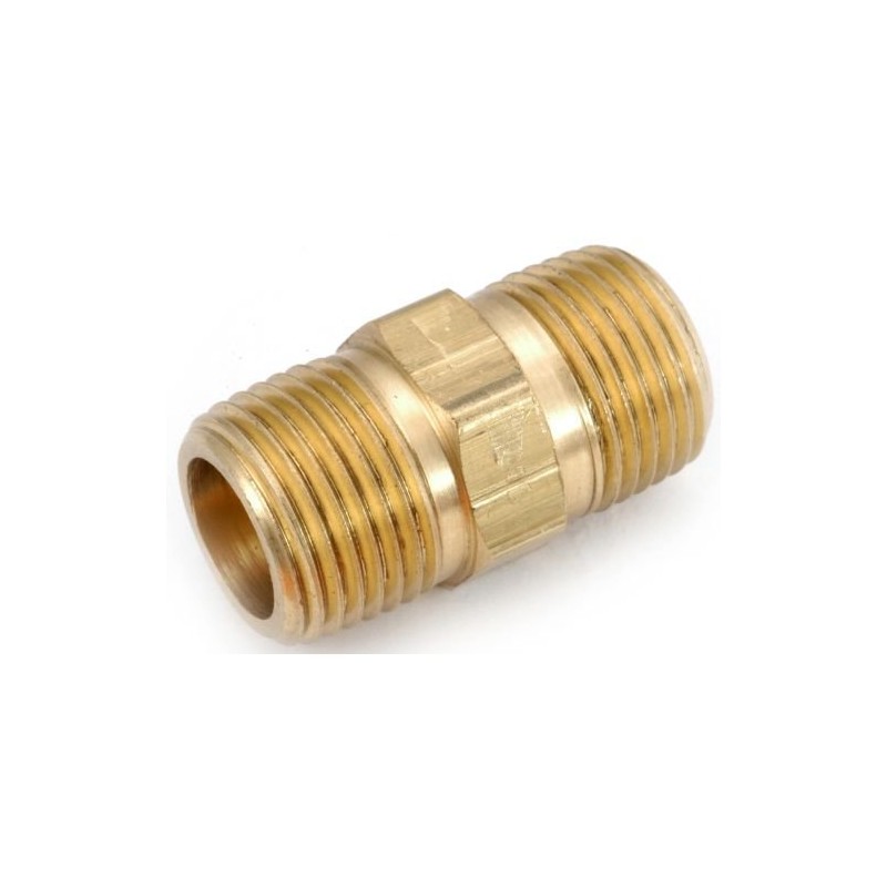 Anderson Metals 56122-08 Brass Pipe Fitting, Hex Nipple, 1/2" x