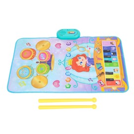 Piano Keyboard Drum Mat with 2 Drumsticks Plastic Waterproof Easy to Clean Kids Musical Play Mat