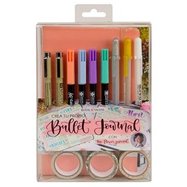 Talens Create your own Bullet Journal (Coral Pink) with The Flower Journal, scorebook, 2 fineliners, 3 gel pens, 4 brush pens, 3 washi tapes, step by step manual
