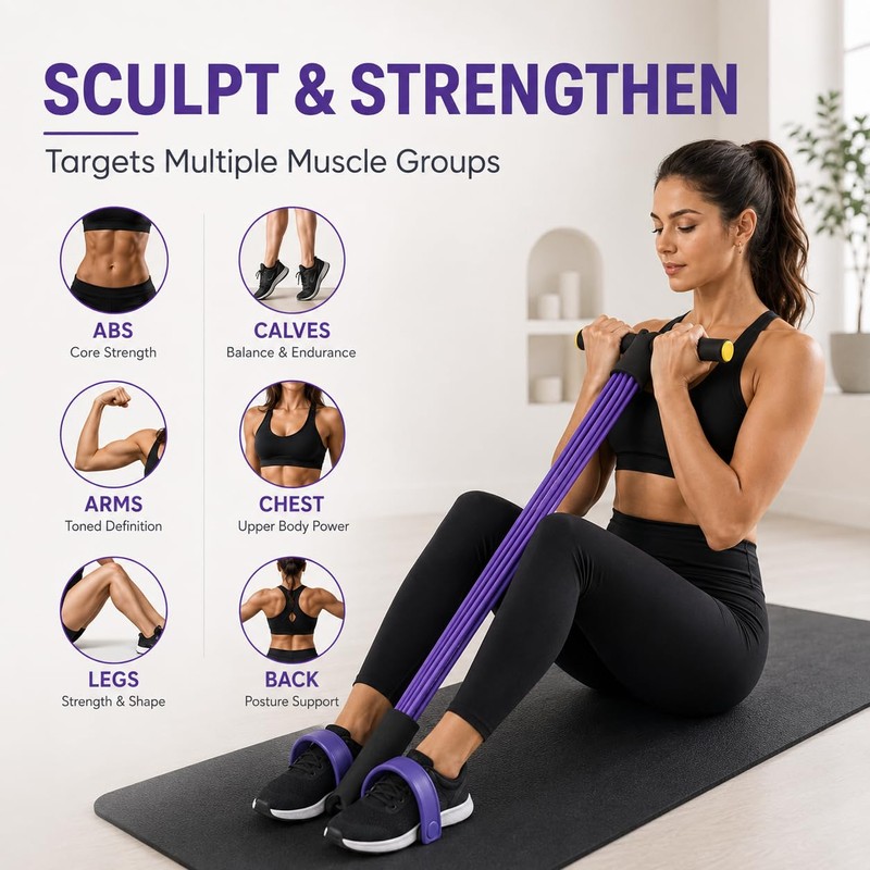 Pedal Resistance Bands with Handles, Multifunction Elastic Exercise Bands