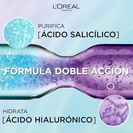 L'Oréal Paris Shampoo micelar con Ácido Hialurónico y Ácido Salicilico Elvive Hialurónico Pure, 2 veces cabello más limpio, para raíz grasa y puntas d