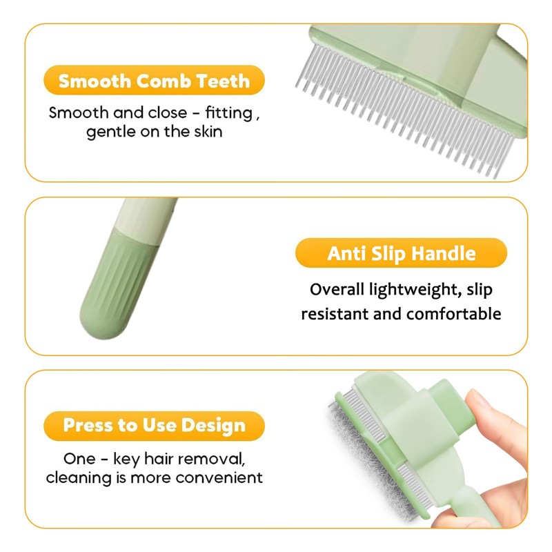 Pet Combs, Flea Comb for Dogs with One-Click Self-Cleaning Button,