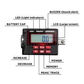 KAIFNT K552 Digital Torque Adapter, 3/8-Inch 5 to 100 ft·lbs, Buzzer/LED Flash Notification, Dual Direction