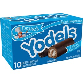 Drake's Cakes Yodels, 10 cakes per box, 11.16 oz of Rolled Devils Food Cakes (10-Boxes)