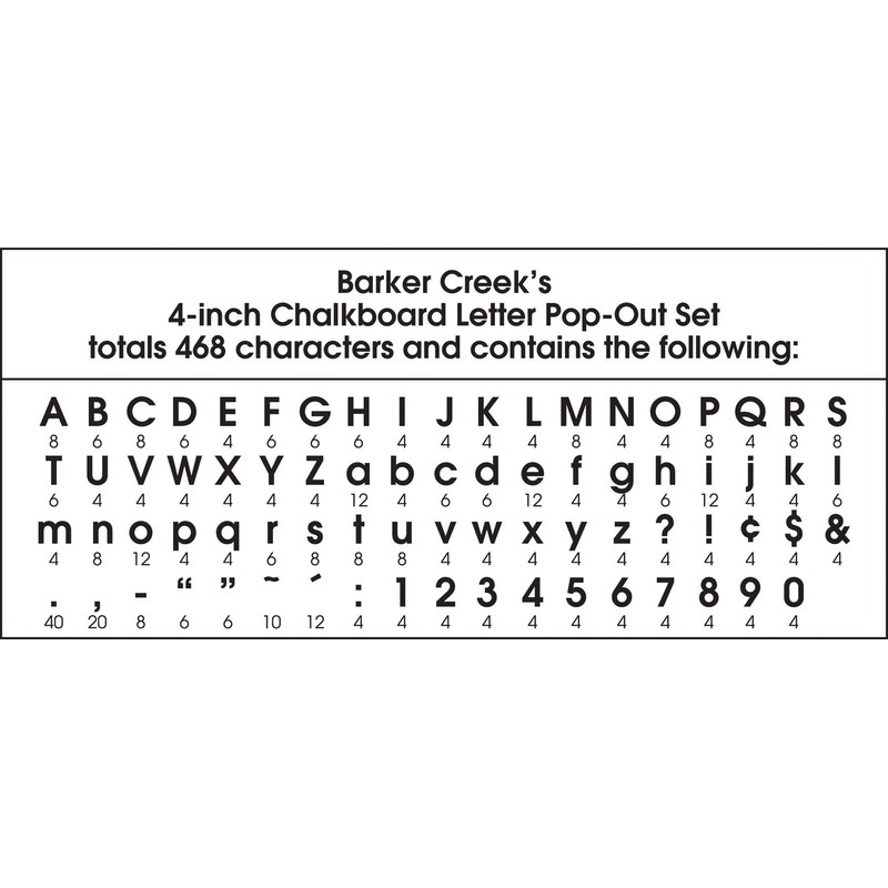 BARKER CREEK 4" Letter Pop-Outs 2-Pack, Chalkboard, Jazz Up Your