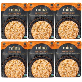 Mina Festive Rice, With Toasted Almonds & Cinnamon, Ready to Eat, Brown Rice, Side Dishes, Microwave Rice, Vegan Protein, Non-GMO, Gluten-Free, Kosher, 8 oz (Pack of 6)