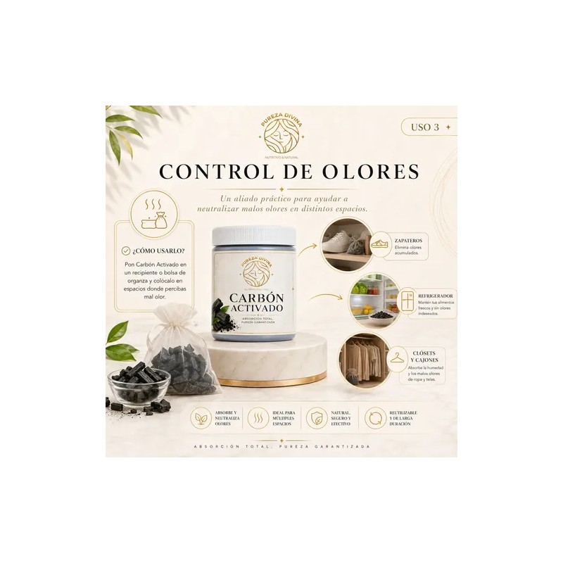 Carbón Activado Natural Pureza Divina 40g Dientes Blancos
