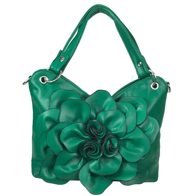 Zzfab Big Flower Purse with Clasp Green