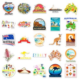 50 Pcs Australia Vinyl Stickers,Australia Graffiti Stickers,Vinyl Waterproof Sticker for Kids Teens Girls,for Phone Laptop Bottles Skateboard Computer Phone Luggage Guitar Gifts Sticker
