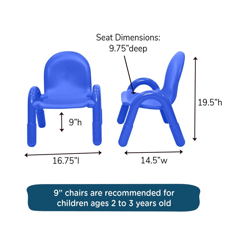 Children’s Factory Baseline 9" Child Chair, Royal Blue, 2 Pack,