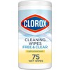 Clorox Free & Clear Cleaning Wipes, Light Lemon Scent, 75