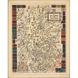 Historic Map : Story Map of Scotland, 1935 - Vintage Wall Art - 18in x 24in