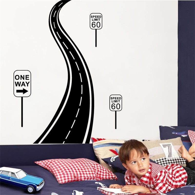 Large Road Wall Sticker Black Road Track Wall Decals Peel