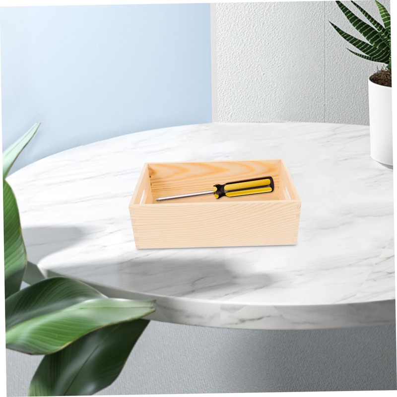 TEHAUX Box Wooden Organizer Box Small Tool Storage Crate with