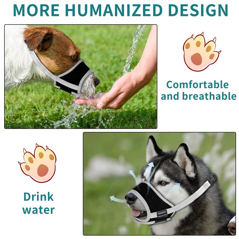 WONDAY Nylon Dog Muzzle for Small Medium Large Sized Dogs,