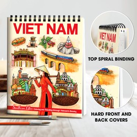 SOUTHERN LOTUS Vietnam Spiral Coloring Book for Adults Women Color Landscapes to Relieve Stress
