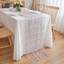CHUQING Table Runner Pink 70 cm x 3 m Transparent Table Runner in Gold Table Decoration Chiffon Table Runner for Wedding Christmas