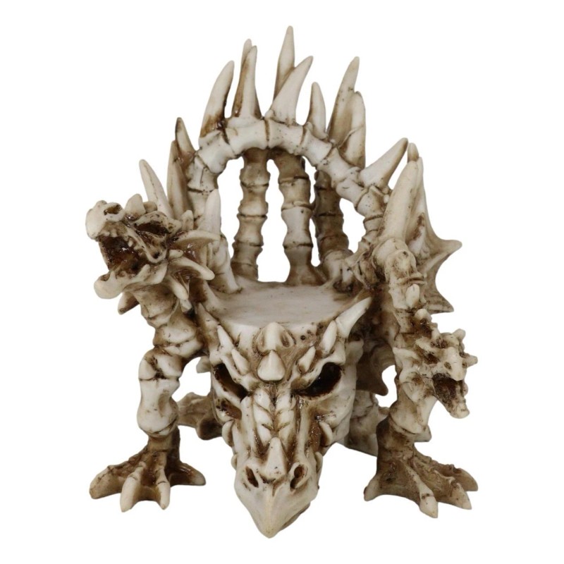 Legendary Arthurian Merlin Dragon Skulls Bones Skeletons Throne Chair Figurine