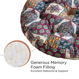 Codi 2Pcs Round Meditation Floor Cushions, Large Pillow Sitting for Adults and Kids, Bohemian Seats for Reading Yoga Living Room Tatami, Memory Foam Added, 22x22 Inch, Coffee Boho