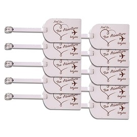 Set of 10 Custom White Leather Luggage Tag, Wedding Favors, Wedding Gift for Guests, Bridal Shower Favors, Traveler Gift