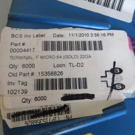 Delphi  15356826 Qty of 200 per Lot TERMINAL  F MICRO 64  GOLD  22GA
