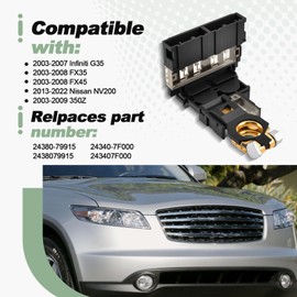Battery Fuse Fusible Fuselink with Positive Battery Terminal Nuts Set Compatible with 2003-2007 Infiniti G35 2003-2008 FX35 FX45 2013-2022 Nissan NV200 2003-2009 350Z Replace 24380-79915 24340-7F000