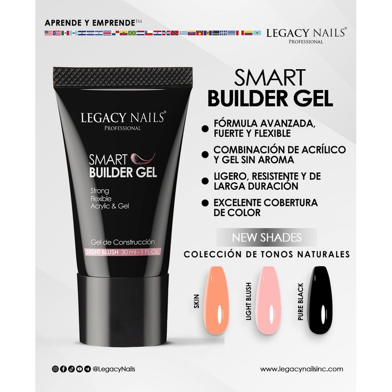 LEGACY NAILS SMART BUILDER GEL 1oz - Odor-Less, Full-Color Coverage,