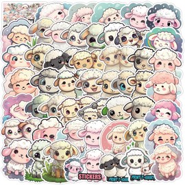 50 Packs Lamb Stickers Water Bottles Laptop Phone Motorcycle Computer Guitar Skateboard Hydroflasks Sheep Vinyl Sticker Waterproof Aesthetic Trendy Decals for Teens Girls Adults