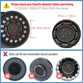 Upgraded 3-in-1 304 Stainless Steel Faucet Aerator Key – Fits (M16.5, M18.5, M21.5, M24, Junior, Regular) Plug-in Aerators, Male-Thread (M20, M22, M24, M28) & Adjustable for Female Threads (16–34mm)