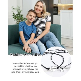 YELUWA Mother Son Bracelets Set for 2 Mom Gifts Mothers Day Christmas Easter Gifts for Mom Son Mommy and Me Matching Dinosaur Wish Bracelets Birthday Gift