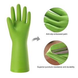 Bamllum 3 Pairs Rubber Cleaning Gloves for Household - Reusable Dishwashing Gloves for Kitchen, Flexible Long-lasting & Waterproof (Medium)