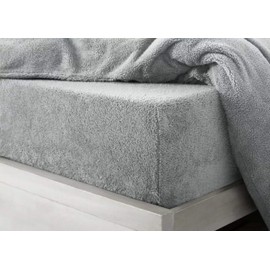 Glamptex Deep 30CM Teddy Bear Fur Sherpa Fleece Fitted Sheet, Single Double King Super (Silver Grey, Single)
