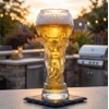 Football Pattern Beer Glass Stemmed Pilsner Goblet 8.5 In