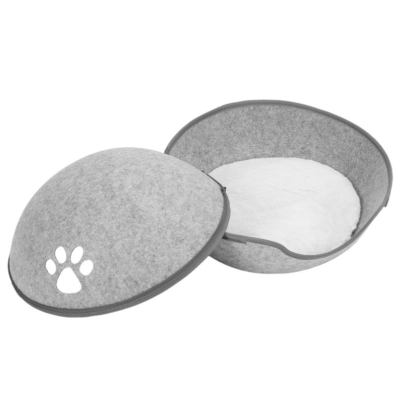 Cat Cave Bed Detachable Washable Semi Enclosed Felt Kitten Hideout