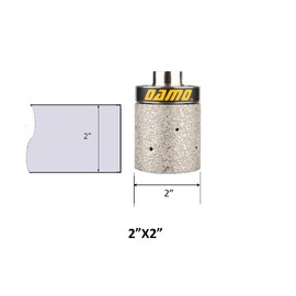 DAMO 2"X2" 90-Degree Diamond Grinding Drum Wheel, Coarse Grit, 5/8”-11 Thread, Ideal for Shaping Circles, Arcs, and Sink Hole Cutouts – Vacuum Brazed Technology for Granite, Concrete, and Marble Edges
