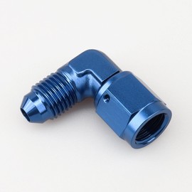 Aluminum -4 AN AN4 Male To Female 90 Degree Elbow Swivel Hose Fitting Adapter, Blue