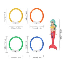 JANDH 8 pieces diving toys for children, underwater diving rings, quick sinking into the ground, mermaid diving toy, diving ring for underwater play and diving training of children