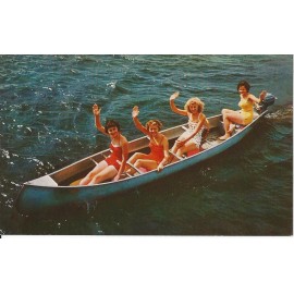 Vintage Risque Classic Canoe Promised Land Poconos Postcard Beauties in a Boat