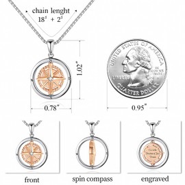FANCIBAND Graduation Gifts for Her 2025 Rotate Gold Compass Necklace for Women Graduation Gift for Daughter Granddaughter Sister Niece Students