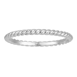 LEMON GRASS Minimalist Twist Ring for Stacking | 1mm Sterling Silver Twisted Rope Wedding Band | Skinny Stack Ring for Women