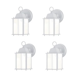 WISBEAM White Outdoor LED Wall Lantern, 4 Packs Outdoor Porch Light Fixture, Aluminum Housing Plus Glass, Wet Location Rated, ETL Qualified, 3000K